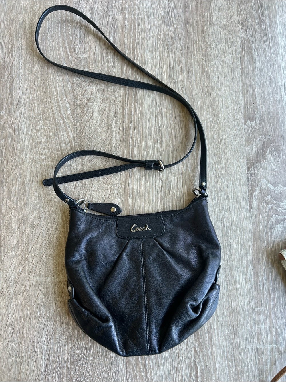 Coach Black Leather Hobo Crossbody Bag